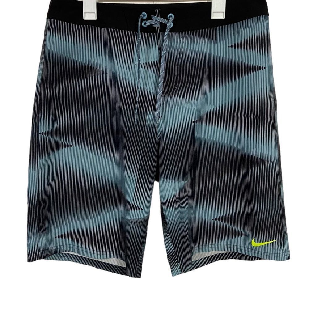 Nike Grey & Blue Patterned Swim Trunks